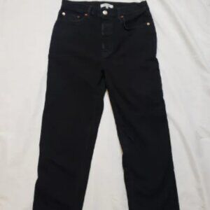 RE/DONE High Rise Ankle Crop Raw Hem Jean Black Size 29